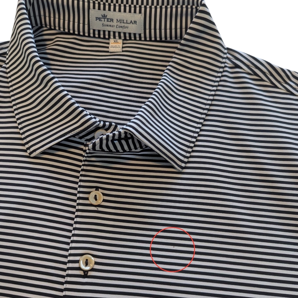 Peter Millar Black And White Striped Polo